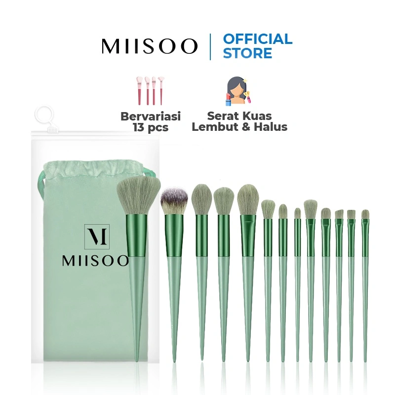MIISOO Make up Brush Set 13Pcs Kuas Makeup Set Kosmetic Brush Powder Eye Shadow Foundation Blusher Blending Beauty-live