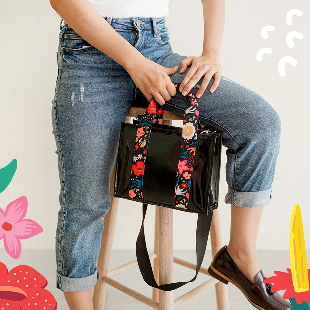 SOVLO Mini Cleo Kembang Nusantara Hitam - Tas Selempang Wanita- Tas Sling Bag Wanita