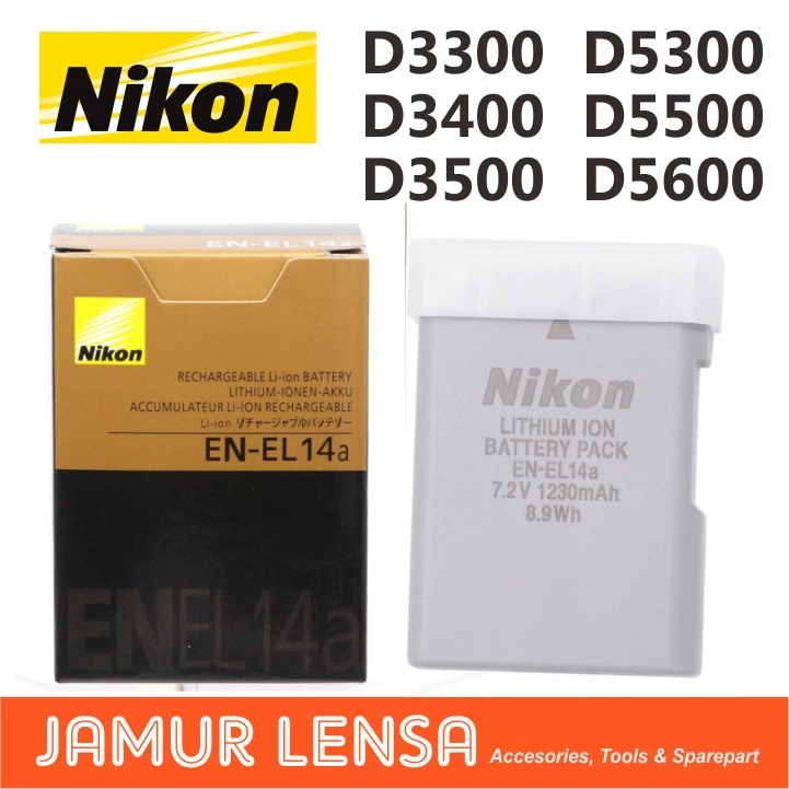 Baterai Nikon D5300 D5500 D5600 Batre D3300 D3400 D3500 Batu Batrei Battery EN EL14a