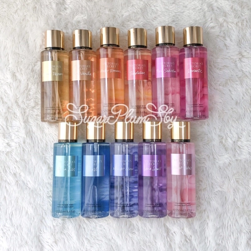 READY STOK ORIGINAL BPOM VICTORIA SECRET READY STOCK Body Mist TMC & PINK 250ml; warm & cozy, bare vanilla, pure seduction, coconut passion, love spell, amber romance, rush, temptation, romantic, velvet petals, aqua kiss, midnight bloom, shimmer, la creme