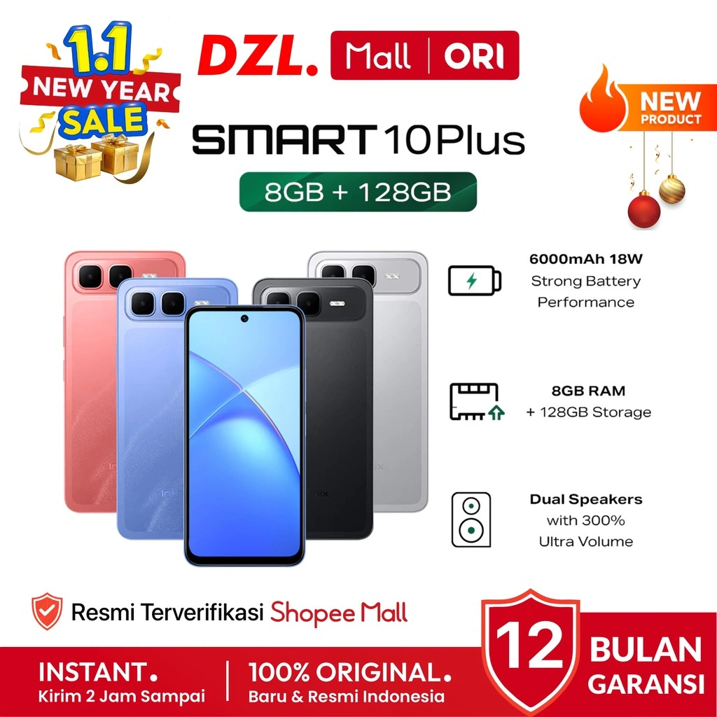 DZL - HP INFINIX Smart 10 Plus 8/128 GB NFC Original Garansi Resmi Official Store Handphone Ori