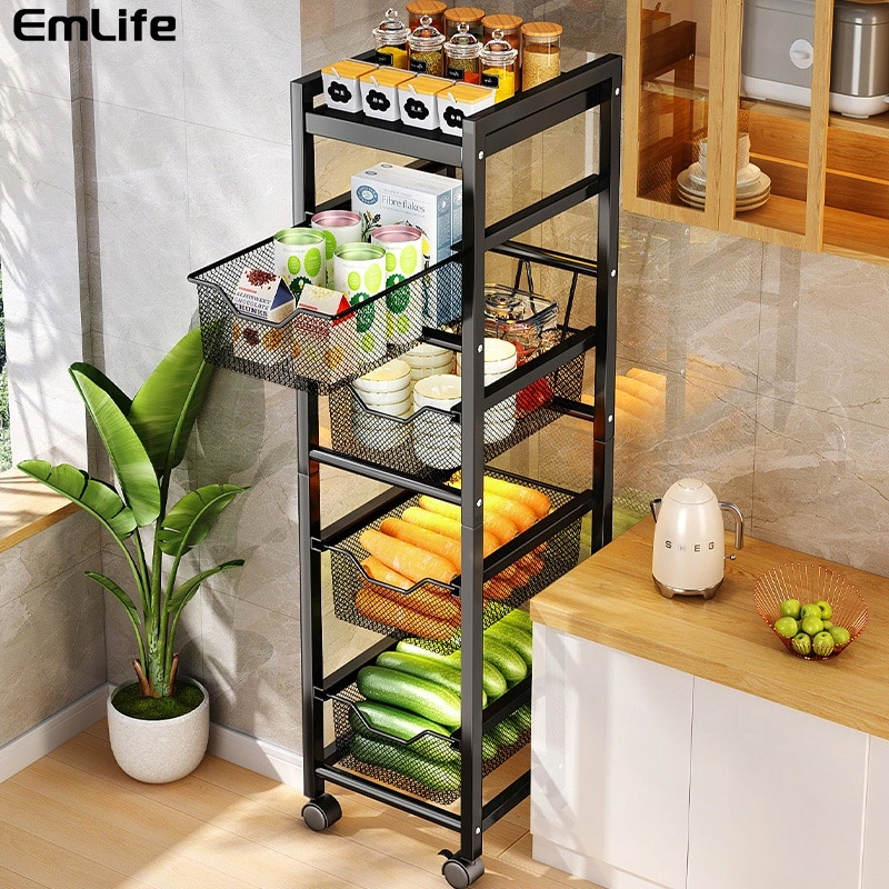 Rak Dapur Troli Dengan Roda Geser Rak Laci Penyimpanan Rak Organizer Untuk Dapur & Rumah