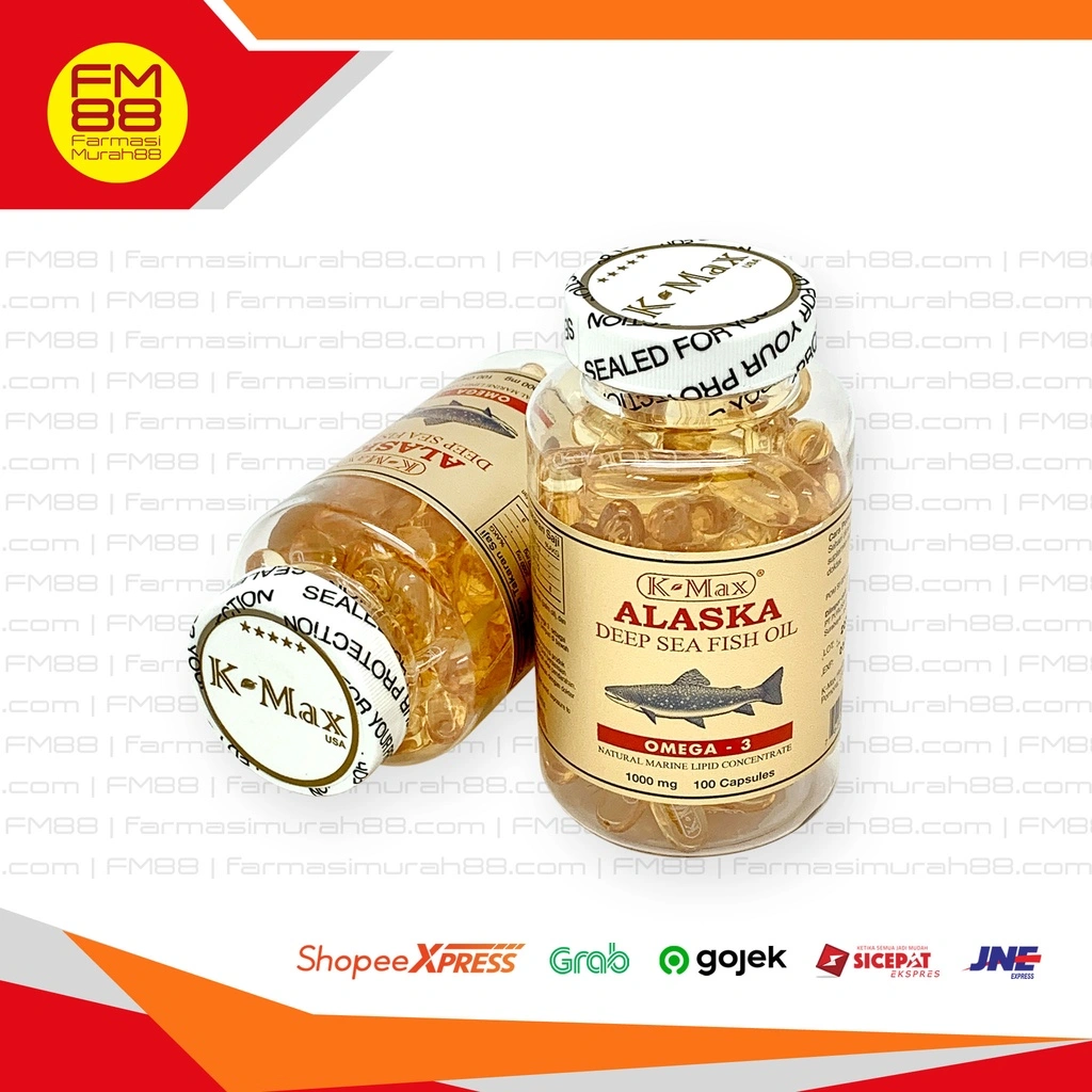 K-Max Alaska Omega 3 Deep Sea Fish Oil - Botol Isi 100 Kapsul