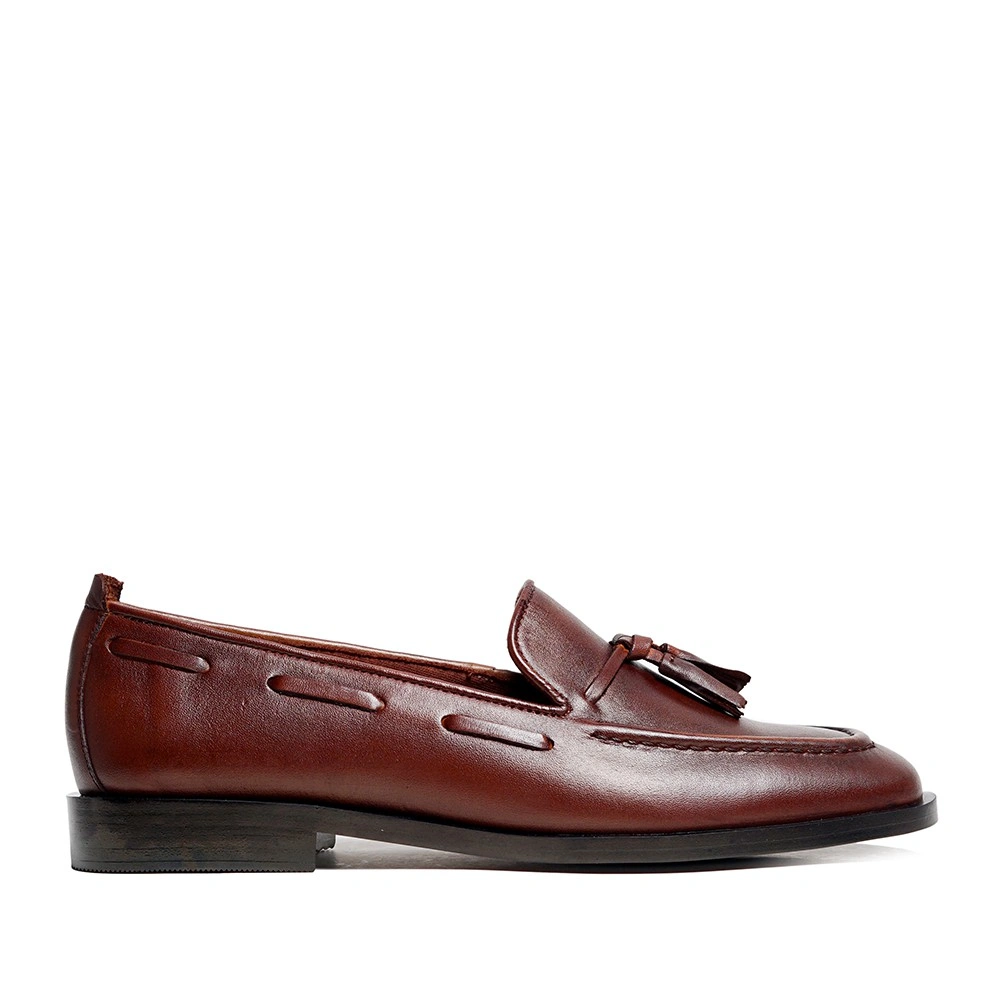 Prabu - Cara Brushed Brown Sepatu Kulit Slip On Women / Wanita Cokelat