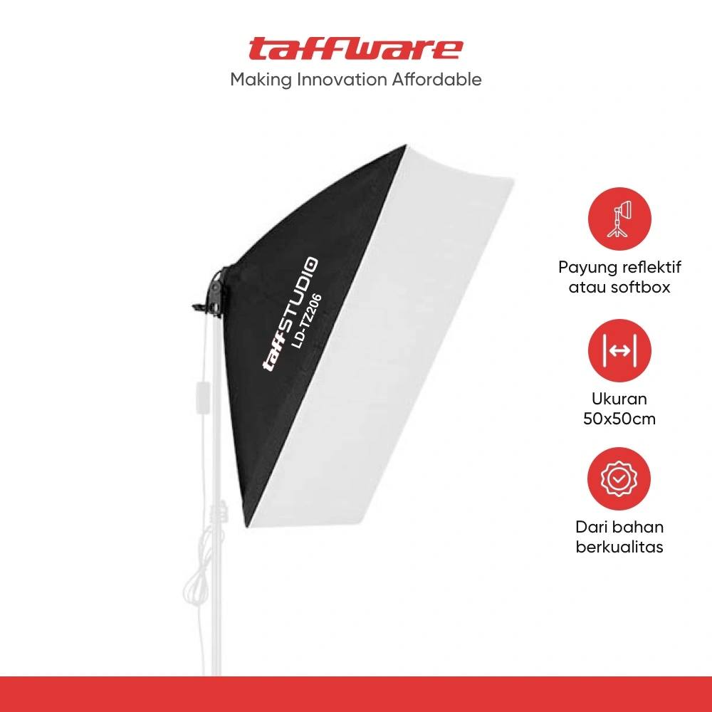 TaffSTUDIO Payung Softbox Reflektor 50x50cm E27 Single Lamp Socket - LD-TZ206