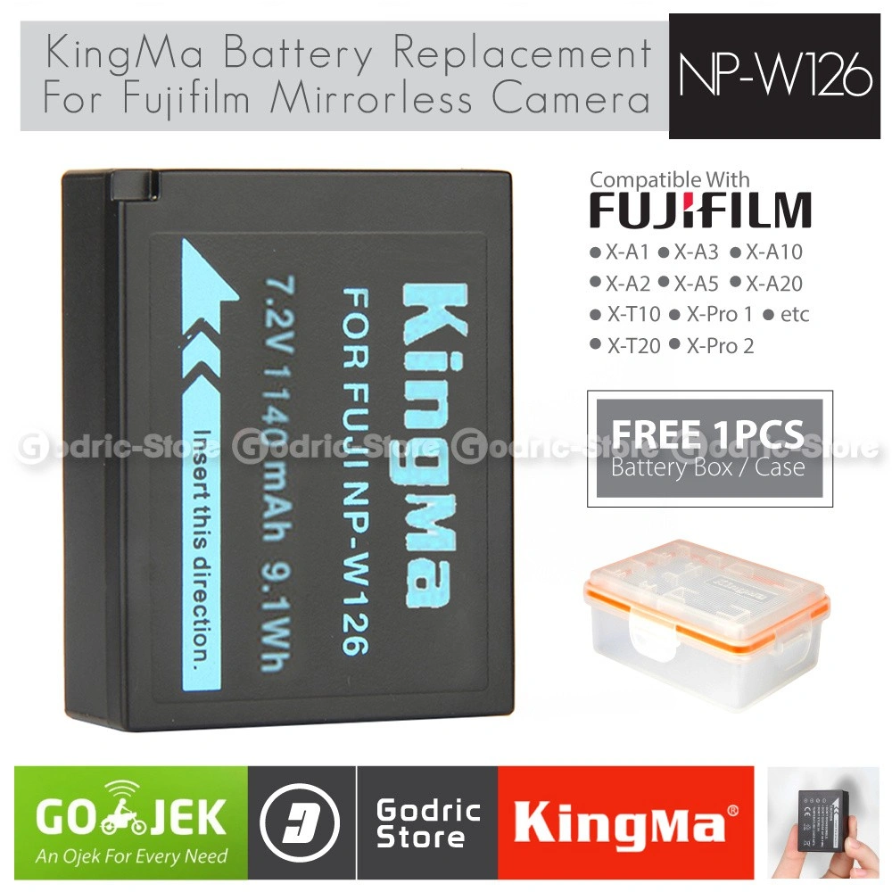 Kingma Baterai NP-W126 Fujifilm Battery XA3 XA5 XA7 XA10 XT10 XT20 XT100 X100F XPRO2 Etc
