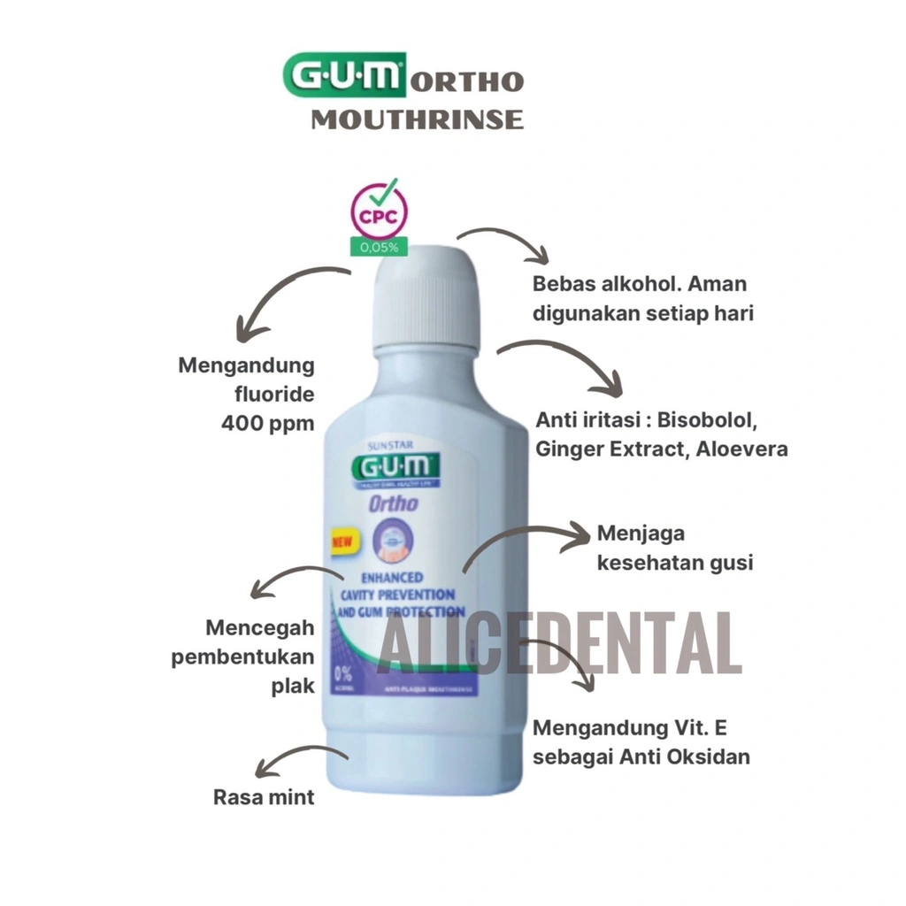 [BACA DESKRIPSI] Obat kumur behel GUM ortho mouthwash anti plaque mouthrinse orthodontic