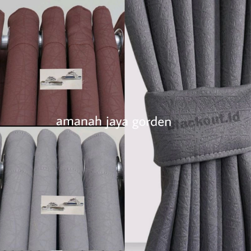 gorden polos blackout premium tebal varian warna abu coklat creem 6 gelembung 12 ring