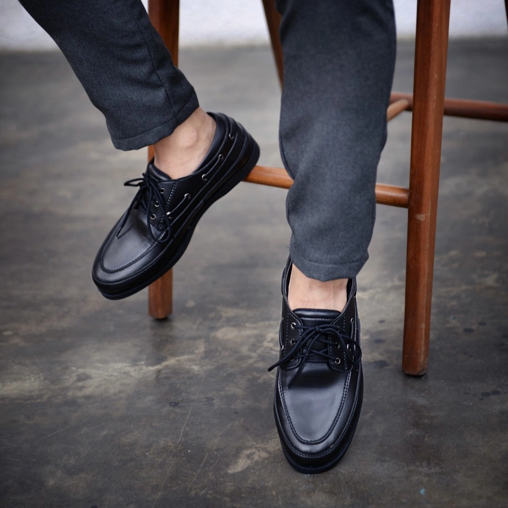 Rionz Mrno Black - Sepatu Formal Pria Hitam Coklat Pantofel Kerja Kantor Kuliah Pesta Kondangan Guru