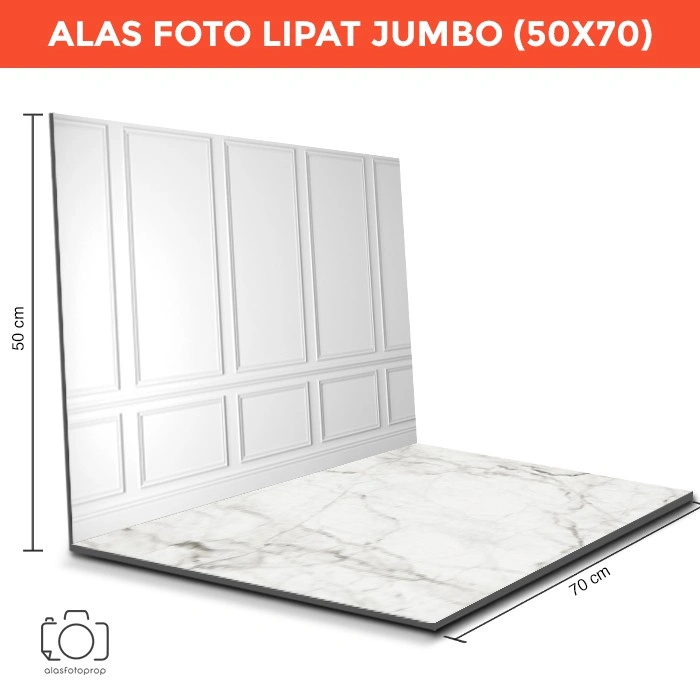 Alas Foto Lipat Jumbo Dinding Putih & Marmer 50 x 70 cm / Background Foto (BJ-04)