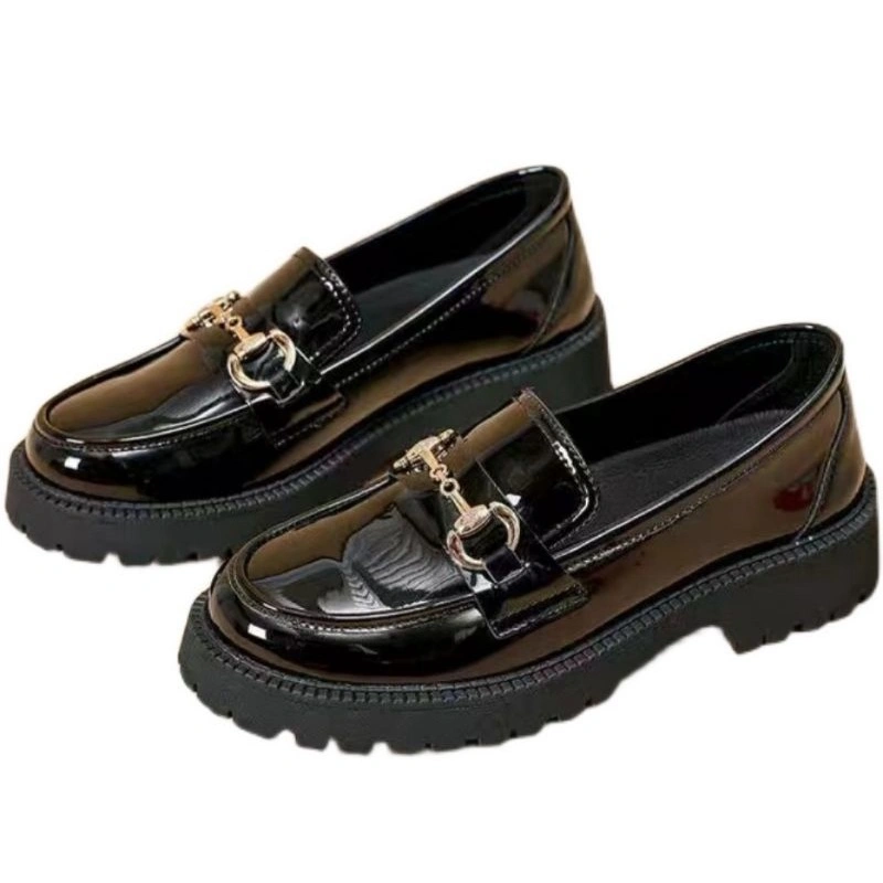 Sepatu Oxfords Kulit Hitam Wanita Sepatu Kasual Musim Semi 2021 Sepatu Flat Wanita Klasik Modis Sepatu Oxford Platform Antik Wanita