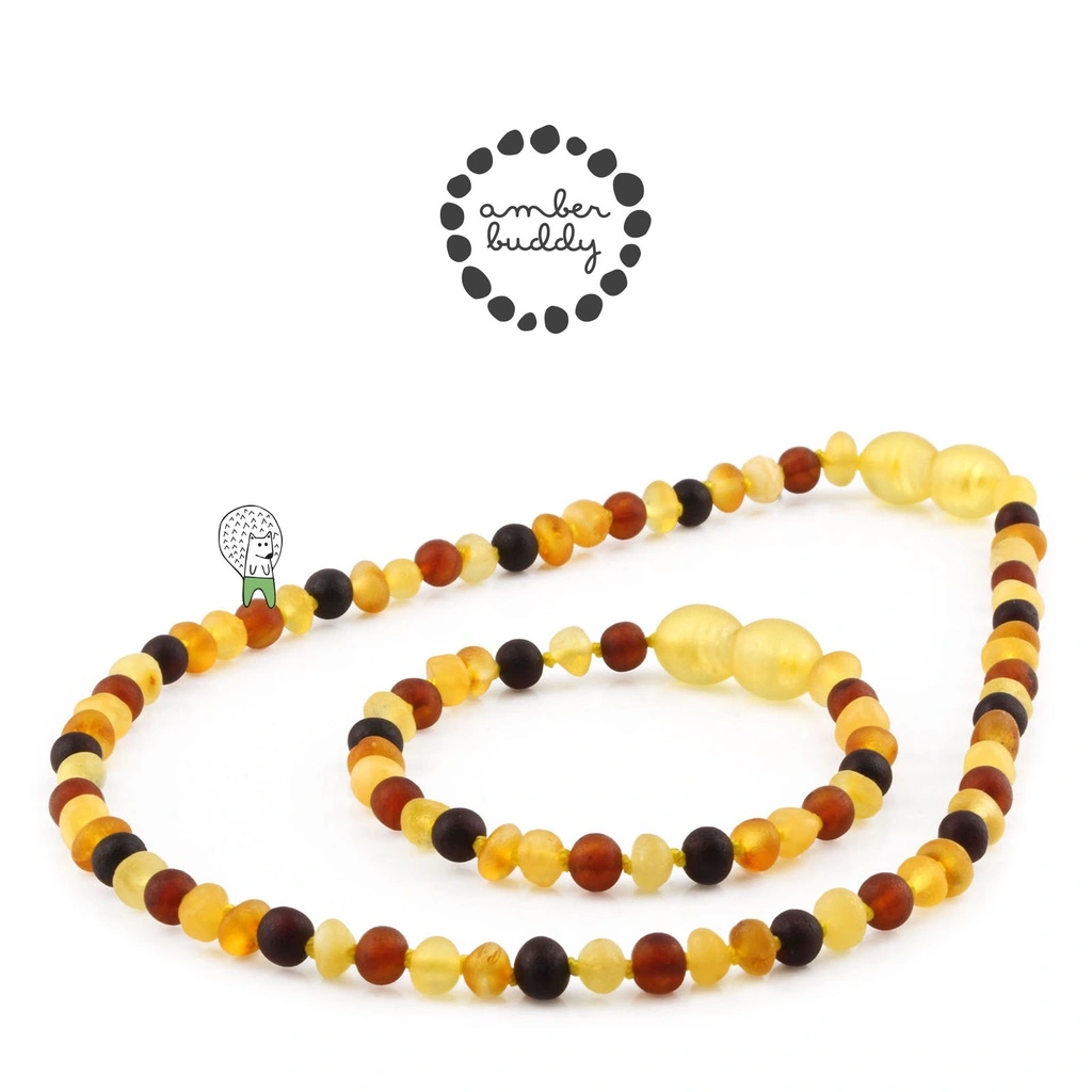 Amber Buddy | XB43M1M Kalung & Gelang Amber Bayi Multicolour Yellow Matte - 32cm & 14cm