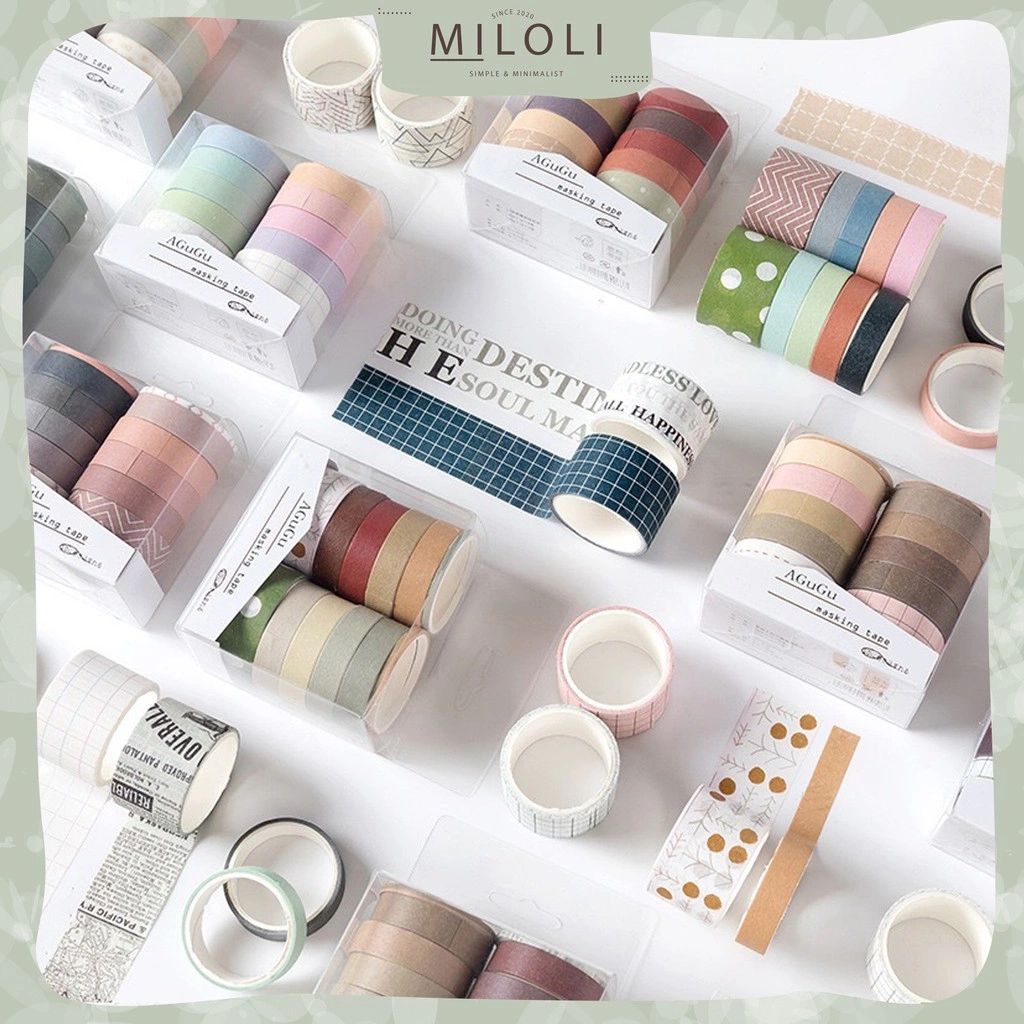 [MILOLI] 10 Rolls Washi Tape Deco Masking Tape Jurnal DIY Scrapbook AGUGU - A0001