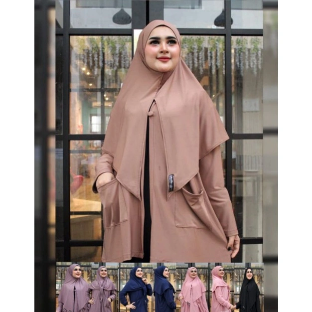 Jilbab Cardi 3 in 1 Cardigan Menyatu Jilbab Segitiga | Alvarusy Hijab
