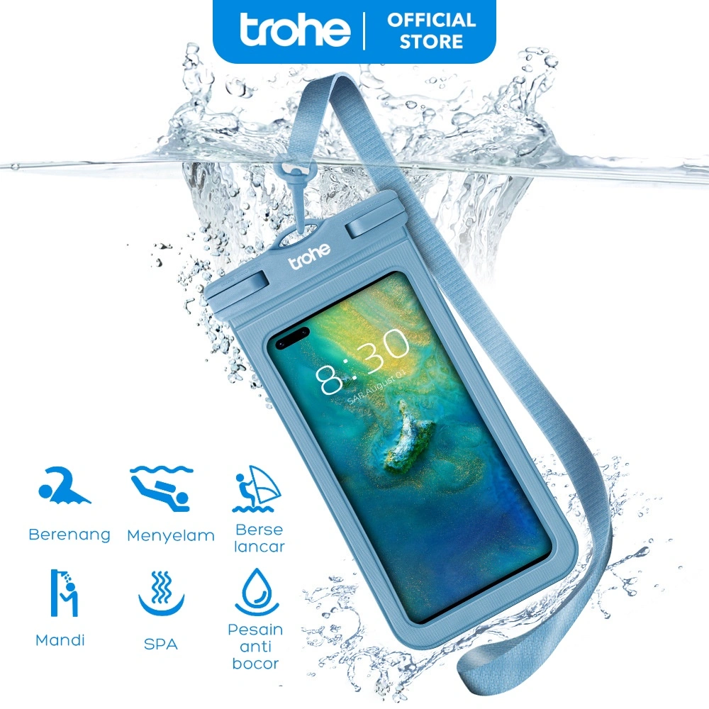 Trohe Kantong Casing Anti Air Mobile Phone Waterproof Pouch Universal Case Bag Tas Anti Air