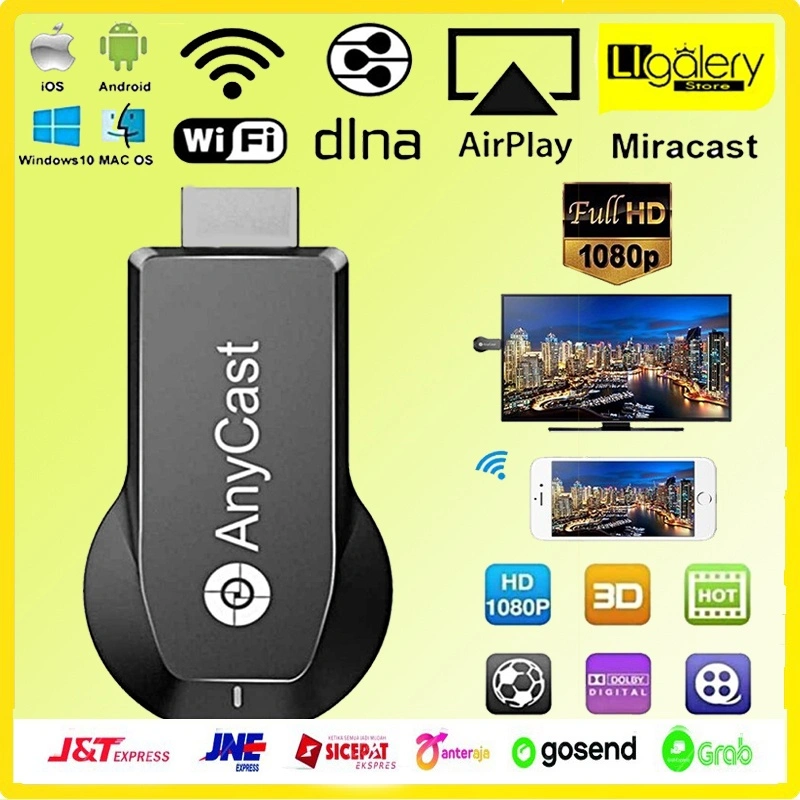 [BISA COD] HDMI Dongle Anycast Chromecast Wifi wireless streaming media player andoid & ios display receiver TV