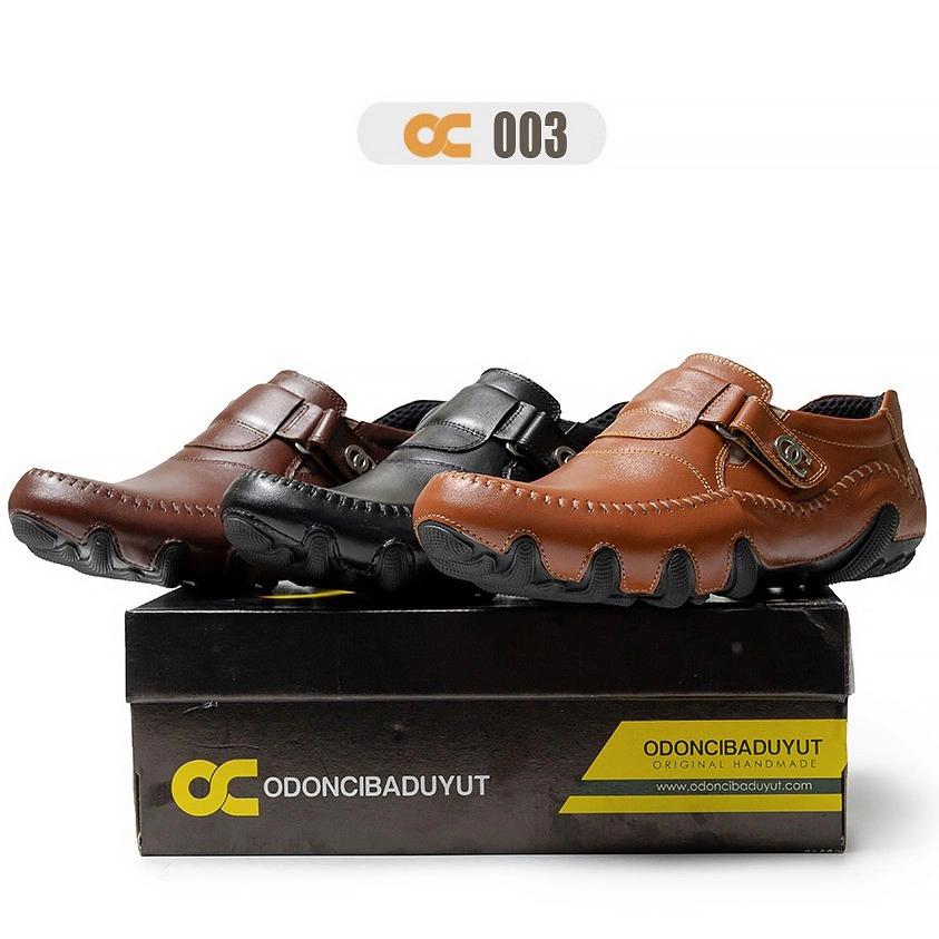 Sepatu Pria Kulit Asli Odon Cibaduyut OC 003 Pantofel Casual Hitam Coklat Lokal Slip On New Kekinian