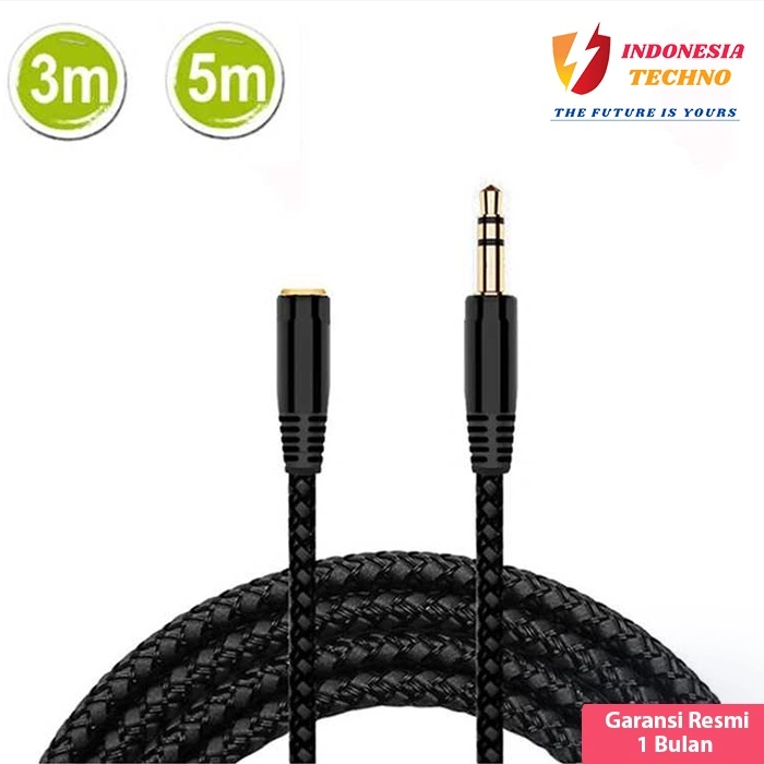 Kabel Aux Jack Audio 3.5mm Male to Female Gold Plated 5 Meter Garansi (BISA COD) Bergaransi 3 Meter M Musik Music Speaker Termurah Murah Lebay Terlaris Laris Penghubung Mobil Komputer Konverter  Panjang Kuningan Suara Jernih Bagus