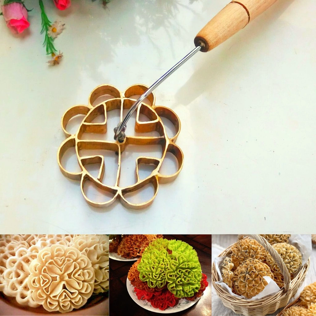 Cetakan Kue Seroja Besar atau Kue Kembang Goyang Motif Klungkung Bali Bahan Kuningan