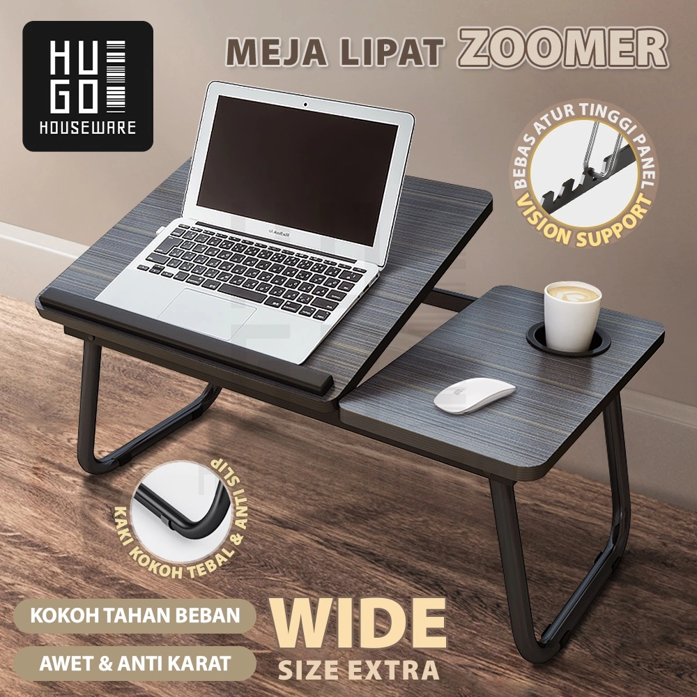 HUGO Meja Laptop Lipat Foldable Desk Zoomer Belajar Serbaguna