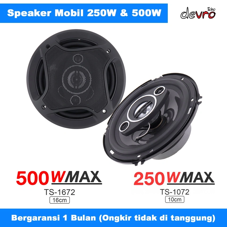 Speaker Coaxial Speaker Mobil 6 Inch 500W - 5 Inch 350W dan 4 Inch 250W Hi Fi  2 Speaker 2 PCS - PCINENER TS-1672