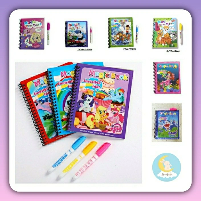 Buku Mewarnai Magic Water Book Mainan Edukasi Doodle Book Painting Set dengan Spidol Buku Gambar Air Ajaib / Magic Book Invisible Ink