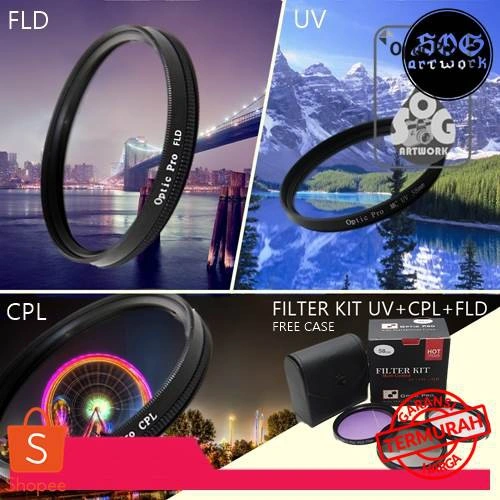Filter Kit UV + CPL + FLD Paket Filter Kamera Canon Nikon Sony Pentax