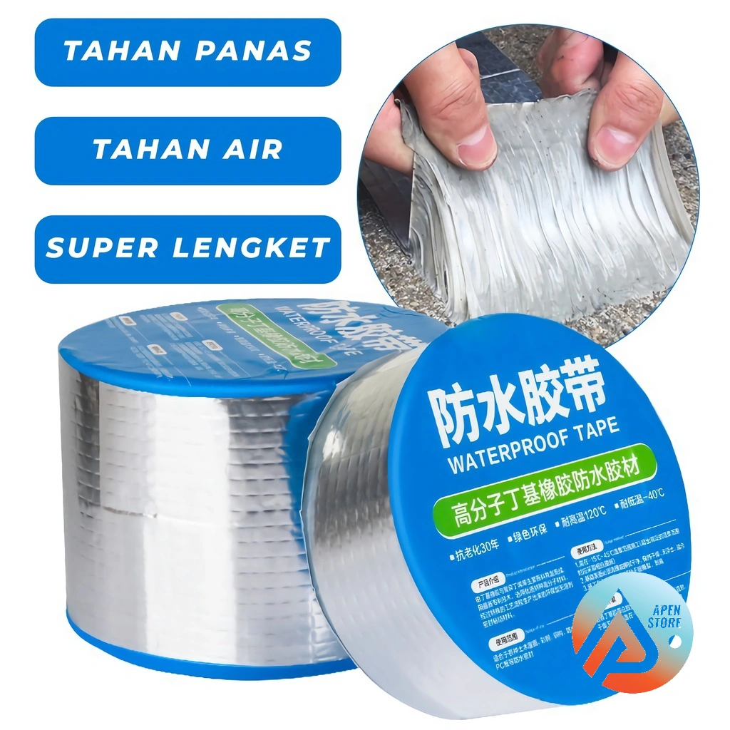 APEN Lakban Anti Bocor Lem Super Kuat Anti Air Alumunium Foil Butyl Super Waterproof Tape Tambal