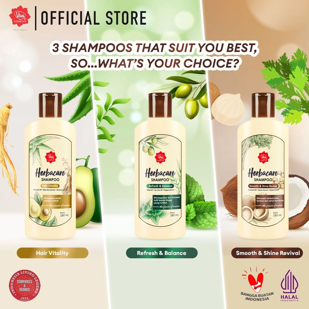 Viva Herbacare Shampoo - 180ml (tersedia 3 variant)