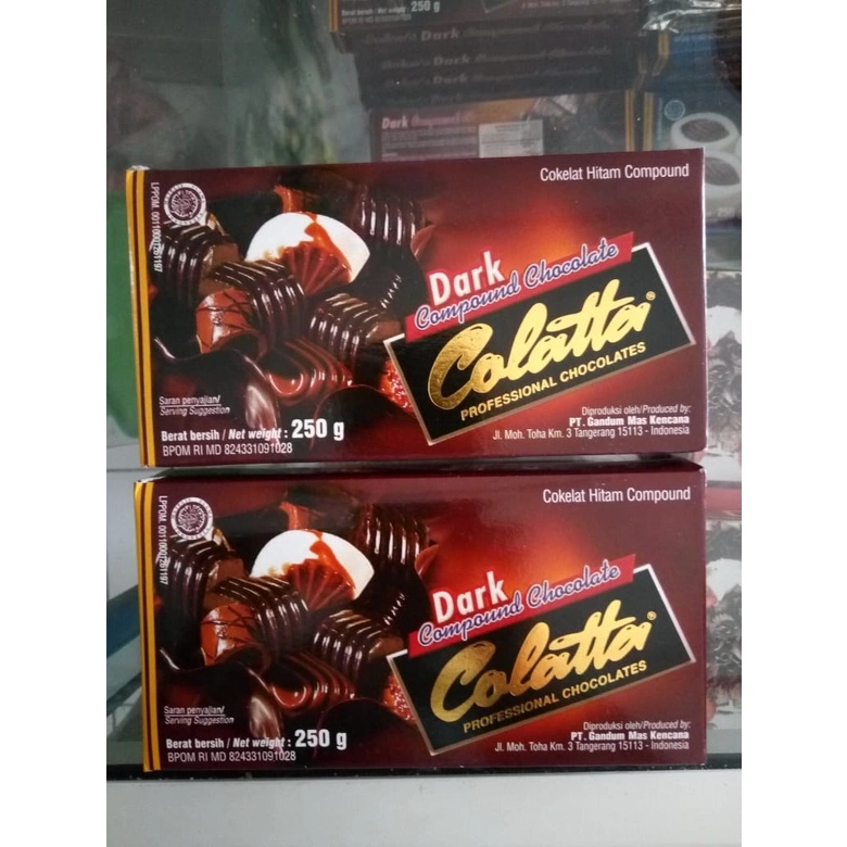 Coklat batangan, coklat hitam compund, coklat batang merk Collata berat 250 gr
