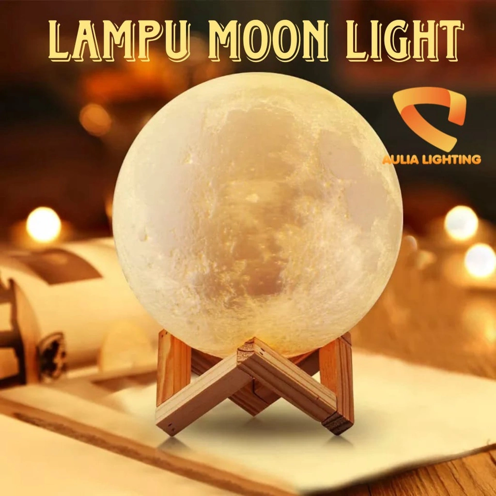 LAMPU BULAN  3D TIDUR MALAM LED MOON LIGHT 8CM 10CM  DEKORASI LUCU UNIK HIAS KAMAR TIDUR ANAK KADO