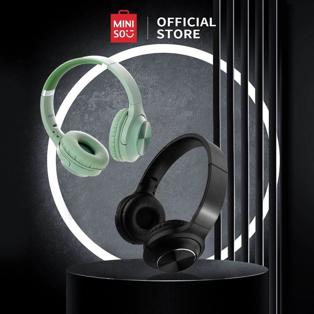 【CLEARANCE】MINISO Headset Bluetooth Headphone Wireless Henset Bloetooth Earphone Bass Stereo Surround Bluetooth Earbuds Head Set Gaming Handsfree Suaranya Jernih Bassnya Mantab CD-Tekstur Model TM-053