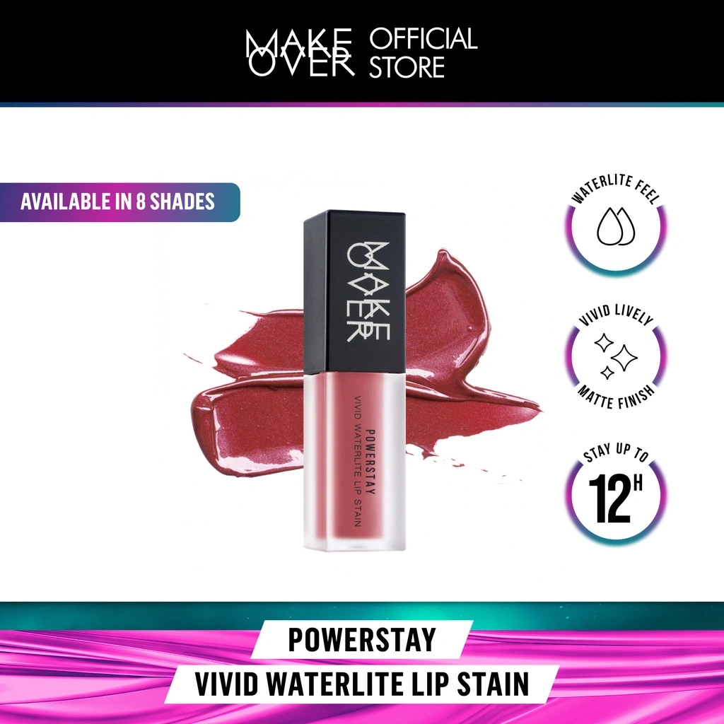 MAKE OVER Powerstay Vivid Waterlite Lip Stain - Liptint tahan lama ringan watery base ombre nude
