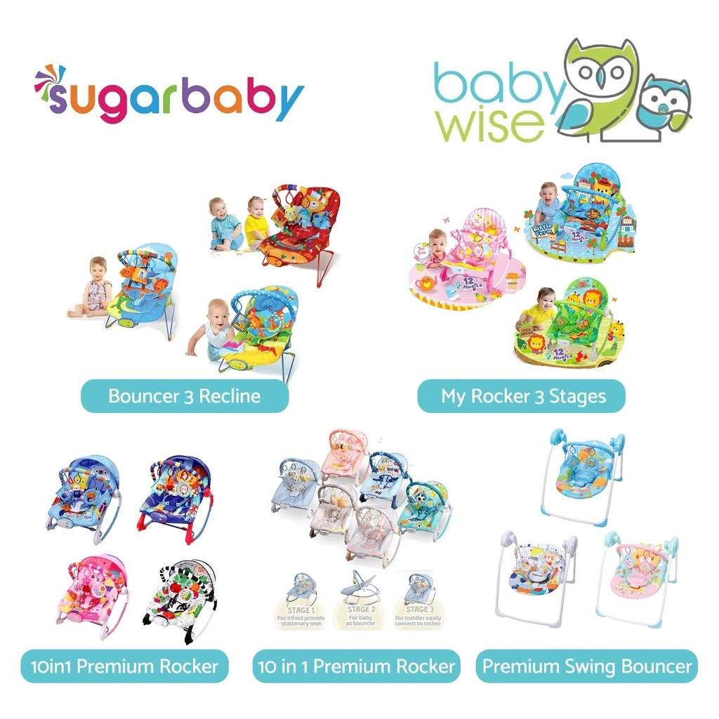 Sugar Baby Premium Rocker 10 In 1 Bouncer Bayi - Kursi Goyang Manual Ayunan Anak Bayi Otomatis + Musik dan Mainan