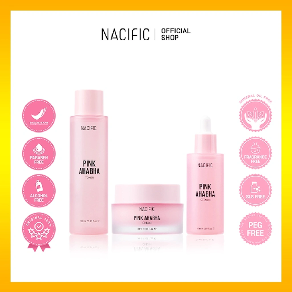 Nacific Pink AHA BHA Skin Care 3 SET (Serum 50 ml + Toner 150 ml + Cream 50ml)