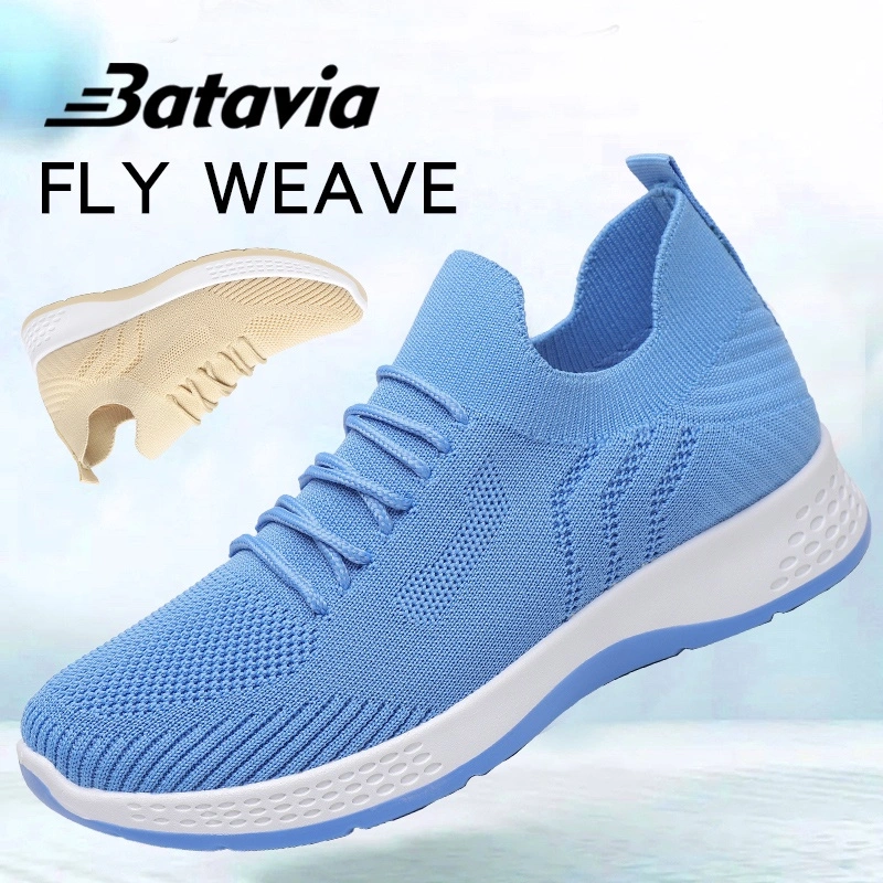 Batavia Batavia Wanita Kanvas slip no dewasa Sepatu Terbaru Sepatu Wanita Kasual Flat Nyaman Sepatu Wanita Rajutan Bernapas Sepatu Wanita Olahraga Jogging Sepatu D4