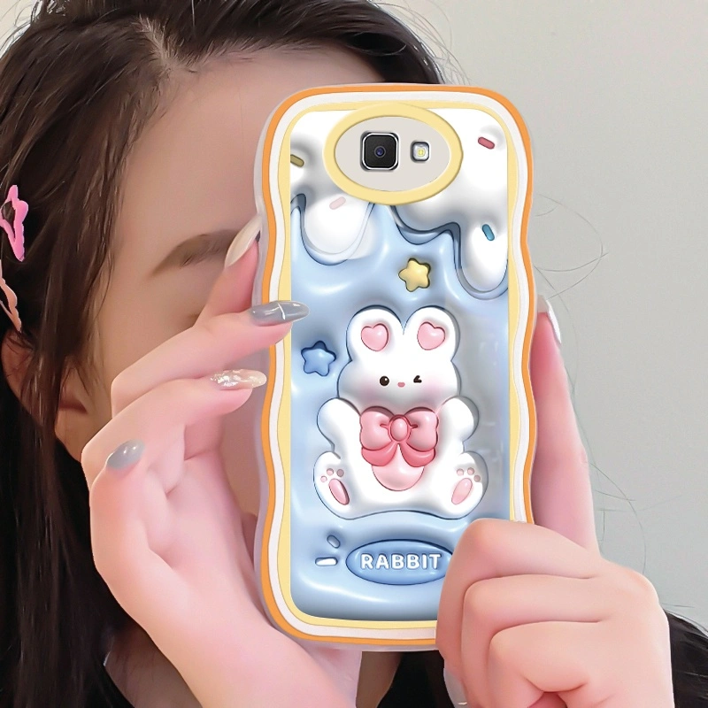 Casing Ponsel untuk Samsung J7 Prime J7 Prime 2 J2 Prime J7 Pro J7 2017 J7 2018 Case pola kelinci Wink 3D kartun Softcase ponsel pinggiran HP berombak warna-warni Casing perlindungan lensa kamera pelindung silikon Kesing