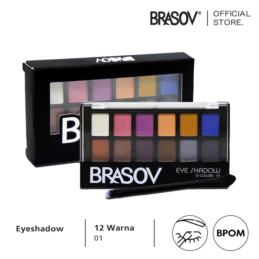 BRASOV Eye Shadow Palette 12 Colors - 01 Eyeshadow Perona Mata Shimmer & Matte BPOM XX-CT