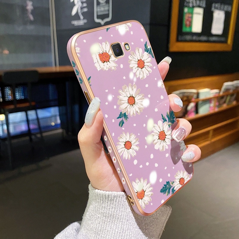 Case Ponsel untuk Samsung J7 Prime 2 J7 Pro J7 2017 J7 2018 J2 Prime Case pola bunga dengan pola samping Casing ponsel pelapis mewah Kesing lunak tahan guncangan HP pelindung lensa silikon Softcase