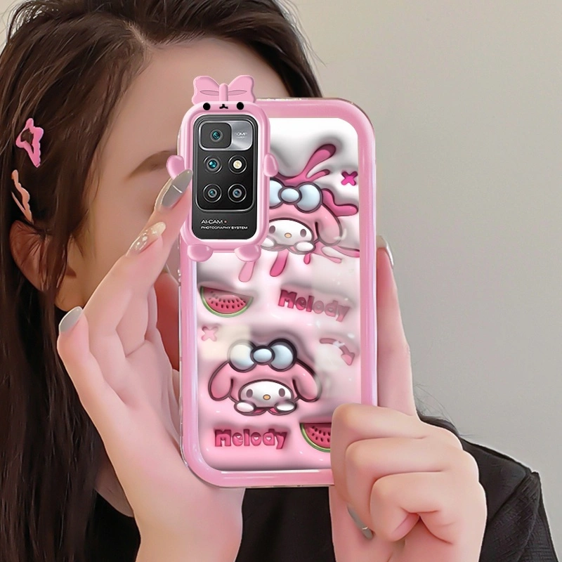 Casing Ponsel untuk Xiaomi MI Redmi 10 Prime 9 Prime 9C Nfc POCO C31 M2 Case bening pelindung Softcase lensa kamera Monster Kecil cantik sarung HP Kesing pola melodi 3D lucu Casing