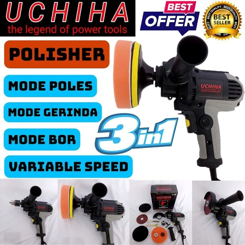 UCHIHA 350W Mesin poles mobil polisher mobil perbaikan ubin motor car alat disc disk kaca motor alat
