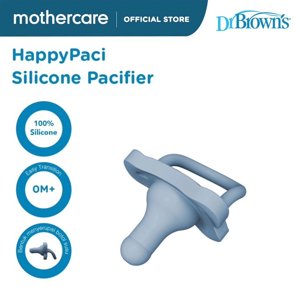 Dr. Brown's Happy Pacifier Silicone Blue - Dot Bayi (Biru)