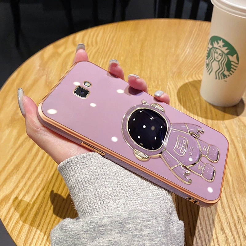 Casing Ponsel untuk Samsung J7 Prime 2 J7 Pro J7 2017 J7 2018 J2 Prime Case lembut astronot lipat dudukan Casing ponsel HP lensa penuh pelindung silikon Softcase pelindung kreatif Kesing