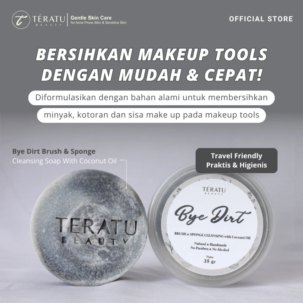 TERATU BEAUTY Bye Dirt Brush & Sponge Cleansing Soap with Coconut Oil