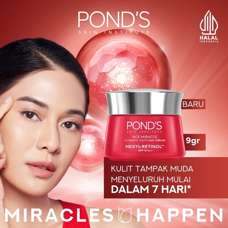 Pond's Age Miracle Hexyl Retinol Niacinamide Day Cream 9gr (Mencerahkan Kulit dalam 7 hari dengan 10x kekuatan Anti Aging Terbaik)