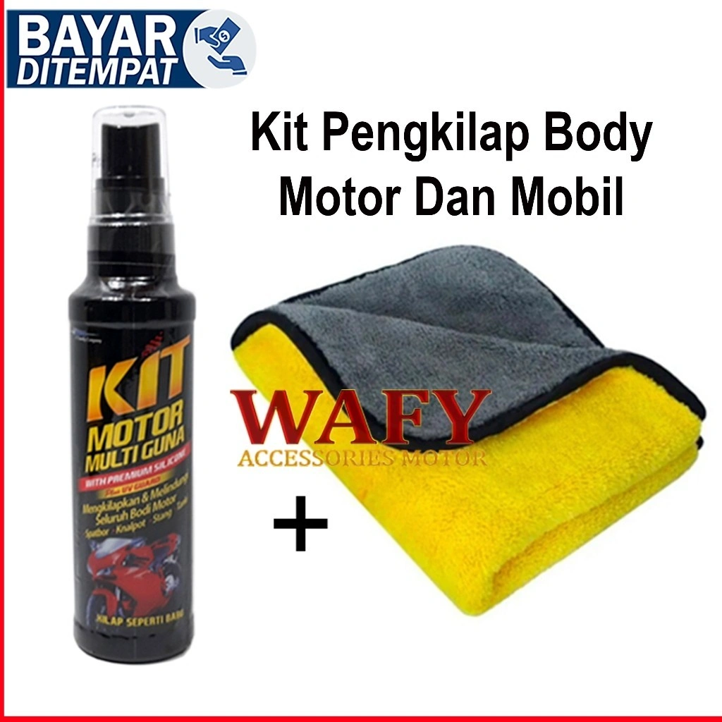 Paket Kit Semprot Pengkilap Body + Kain Lap Microfiber Pengkilap Body Motor Mobil Kit Multiguna