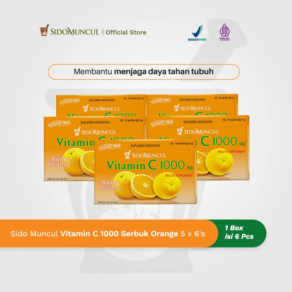 Paket Sido Muncul Vitamin C 1000 mg Sweet Orange (5 Pack)