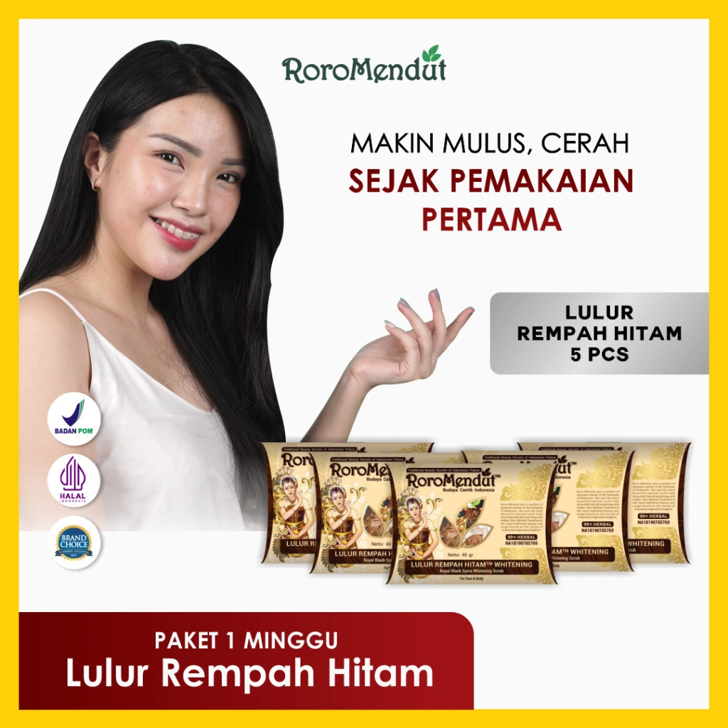 RORO MENDUT  Paket 1 Minggu Lulur Rempah Hitam Whitening