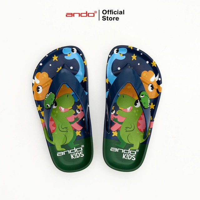 Ando Official Sandal Jepit Dinoz Anak - Biru Tua