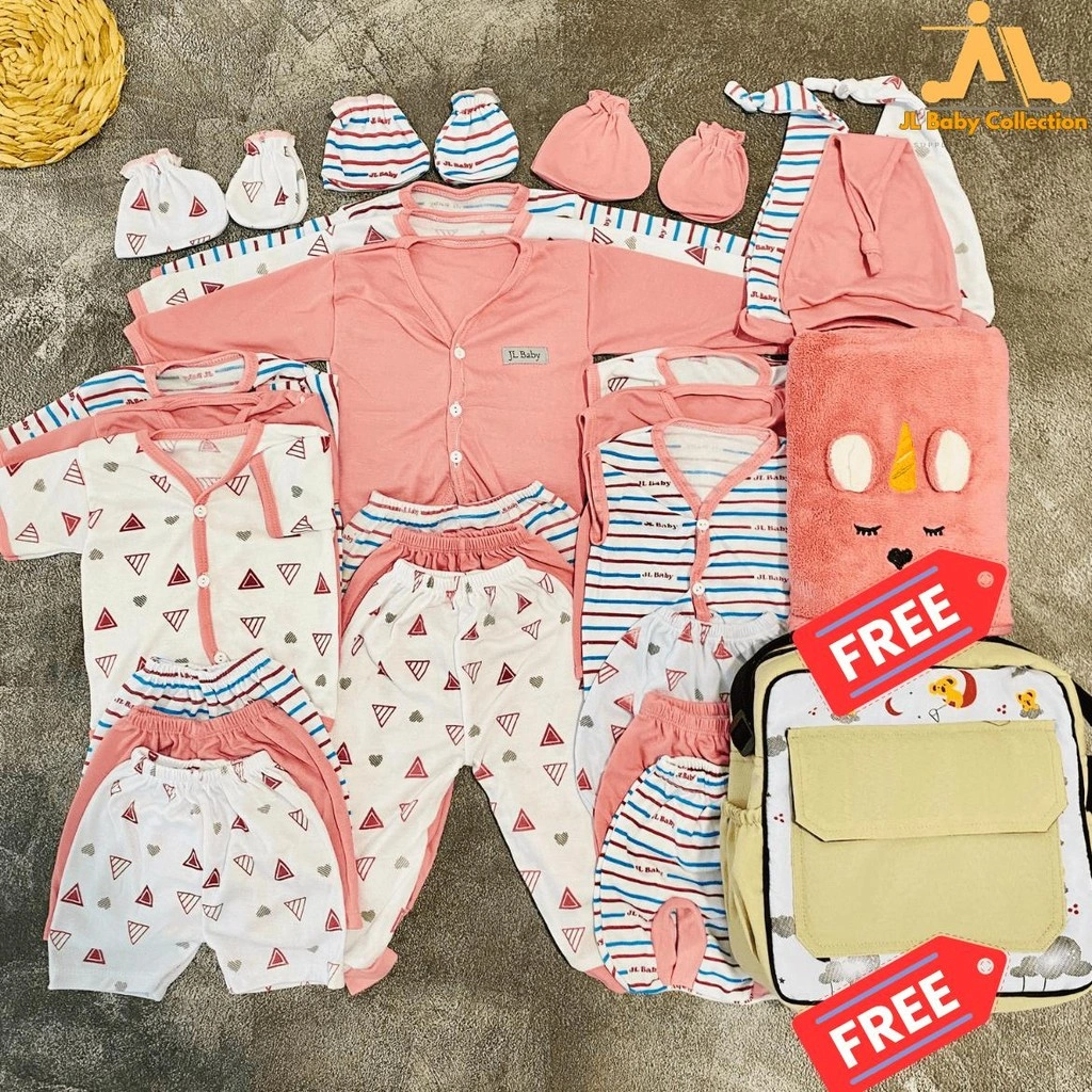 Paket Baju Bayi Newborn SNI, Paket Lahiran Setelan baju bayi Free Handuk dan Tas Selempang Kecil